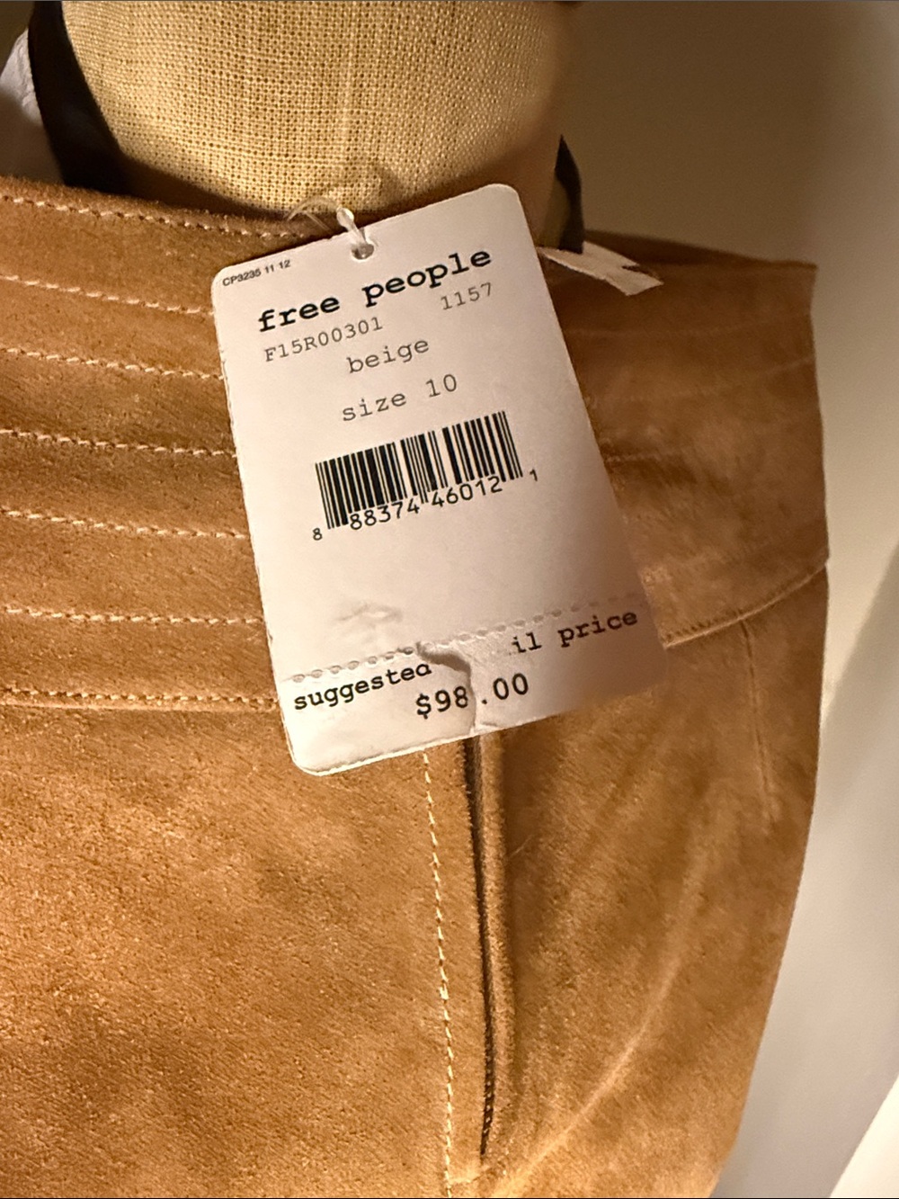 Free People Suede Mini Skirt in Camel - Picture 5 of 6